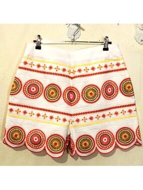 Boden Tamsin Embroidered Linen Blend Shorts |  Multicolor | Like New | Sz 10